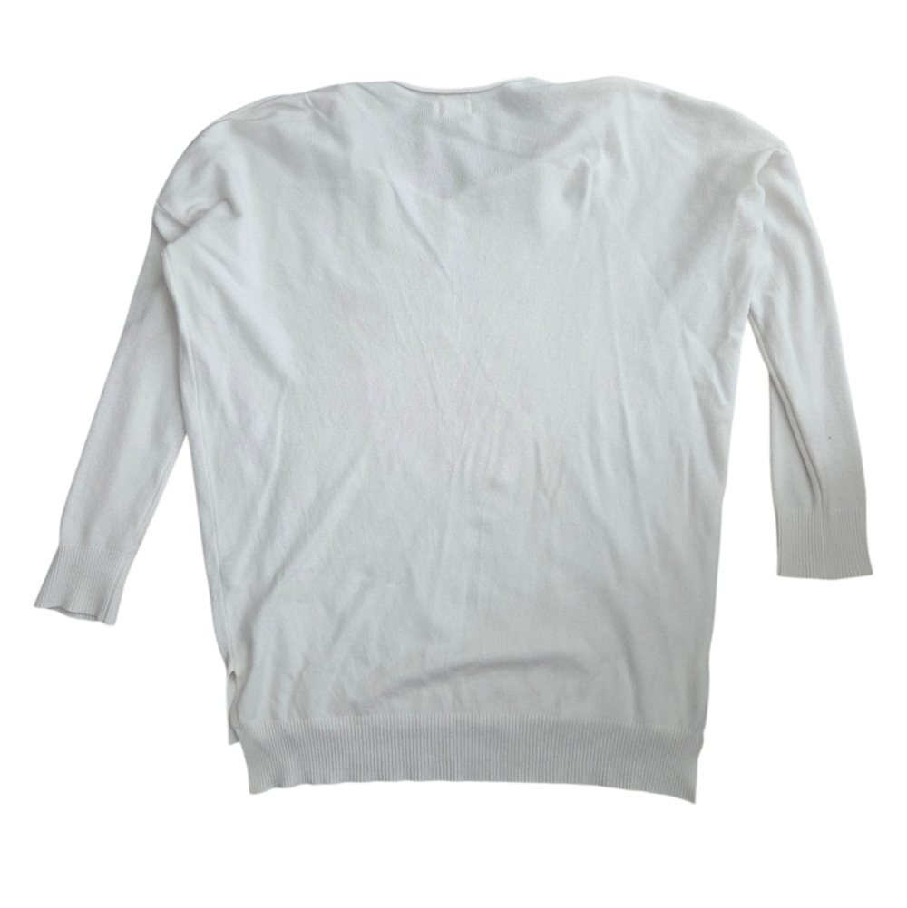 Debut White V-Neck Sweater Classic Lightweight Knit - Picture 4 of 4